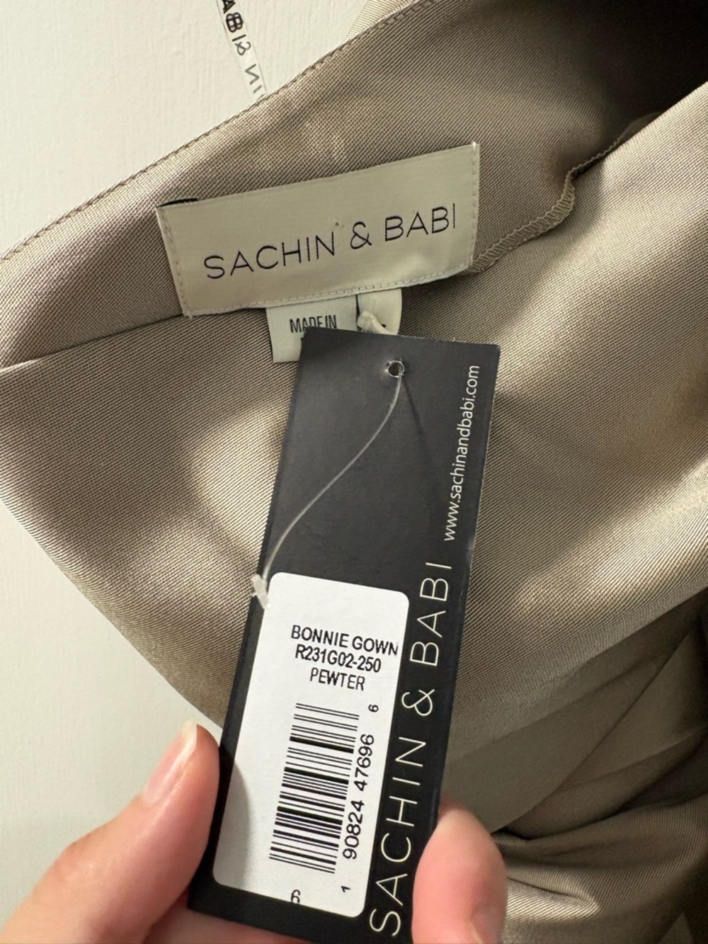 Sachin + Babi One-Shoulder Maxi Dress in Taupe with Bow Detail - Picture 3 of 15
